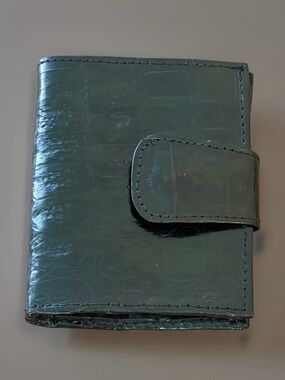 Genuine Alligator Skin Bifold Black  Leather Snap Wallet NWT